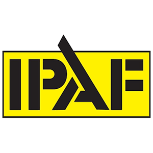 a yellow rectangular sign with black letters showing the ipaf accreditation
