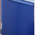 Royal Blue Roller Shutter Door on a factory